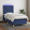 Boxspringbett mit Matratze & LED Blau 90x200 cm Stoff