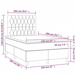 Boxspringbett mit Matratze & LED Hellgrau 120x200 cm Stoff