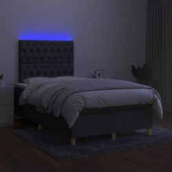 Boxspringbett mit Matratze & LED Dunkelgrau 120x200 cm Stoff