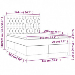 Boxspringbett mit Matratze & LED Dunkelgrau 140x200 cm Stoff