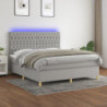 Boxspringbett mit Matratze & LED Hellgrau 160x200 cm Stoff