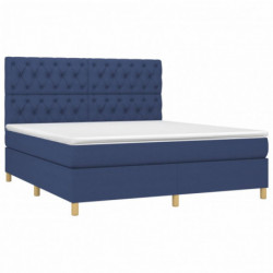 Boxspringbett mit Matratze & LED Blau 160x200 cm Stoff