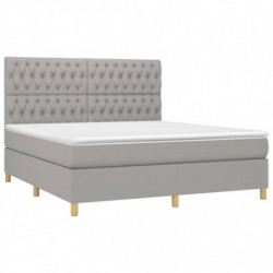 Boxspringbett mit Matratze & LED Hellgrau 180x200 cm Stoff