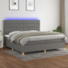 Boxspringbett mit Matratze & LED Dunkelgrau 200x200 cm Stoff