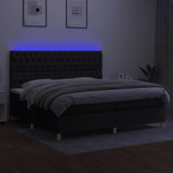 Boxspringbett mit Matratze & LED Schwarz 200x200 cm Stoff