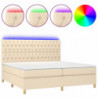 Boxspringbett mit Matratze & LED Creme 200x200 cm Stoff