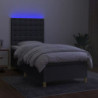 Boxspringbett mit Matratze & LED Dunkelgrau 80x200 cm Stoff