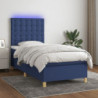 Boxspringbett mit Matratze & LED Blau 80x200 cm Stoff