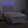 Boxspringbett mit Matratze & LED Creme 90x200 cm Stoff