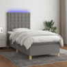 Boxspringbett mit Matratze & LED Dunkelgrau 100x200 cm Stoff