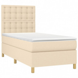 Boxspringbett mit Matratze & LED Creme 100x200 cm Stoff