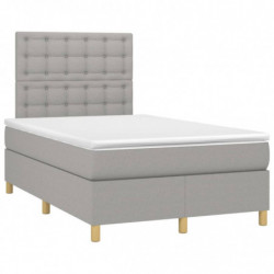 Boxspringbett mit Matratze & LED Hellgrau 120x200 cm Stoff