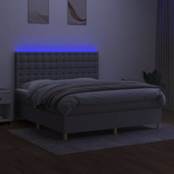 Boxspringbett mit Matratze & LED Hellgrau 180x200 cm Stoff