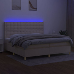 Boxspringbett mit Matratze & LED Creme 200x200 cm Stoff