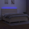 Boxspringbett mit Matratze & LED Creme 200x200 cm Stoff