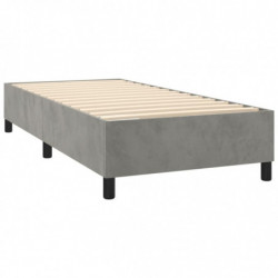 Boxspringbett mit Matratze & LED Hellgrau 90x190 cm Samt