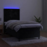 Boxspringbett mit Matratze & LED Schwarz 90x190 cm Samt