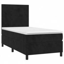 Boxspringbett mit Matratze & LED Schwarz 90x200 cm Samt