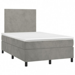 Boxspringbett mit Matratze & LED Hellgrau 120x200 cm Samt