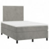 Boxspringbett mit Matratze & LED Hellgrau 120x200 cm Samt