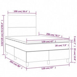 Boxspringbett mit Matratze & LED Hellgrau 120x200 cm Samt