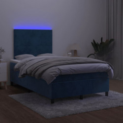 Boxspringbett mit Matratze & LED Dunkelblau 120x200 cm Samt