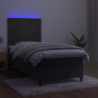 Boxspringbett mit Matratze & LED Dunkelgrau 90x200 cm Samt