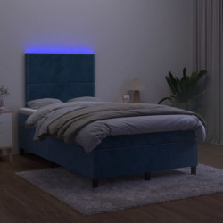 Boxspringbett mit Matratze & LED Dunkelblau 120x200 cm Samt