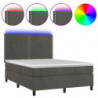 Boxspringbett mit Matratze & LED Dunkelgrau 140x190 cm Samt