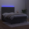 Boxspringbett mit Matratze & LED Dunkelgrau 140x200 cm Samt