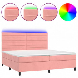 Boxspringbett mit Matratze & LED Rosa 200x200 cm Samt