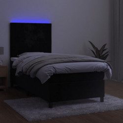 Boxspringbett mit Matratze & LED Schwarz 90x190 cm Samt