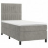 Boxspringbett mit Matratze & LED Hellgrau 90x200 cm Samt