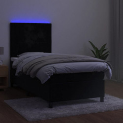 Boxspringbett mit Matratze & LED Schwarz 90x200 cm Samt