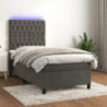 Boxspringbett mit Matratze & LED Dunkelgrau 90x190 cm Samt