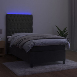 Boxspringbett mit Matratze & LED Dunkelgrau 90x190 cm Samt