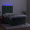 Boxspringbett mit Matratze & LED Dunkelgrün 90x190 cm Samt