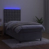 Boxspringbett mit Matratze & LED Hellgrau 90x200 cm Samt