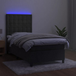 Boxspringbett mit Matratze & LED Dunkelgrau 90x200 cm Samt