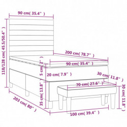 Boxspringbett mit Matratze Dunkelgrau 90x200 cm Stoff