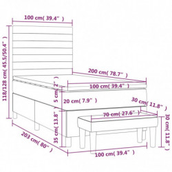 Boxspringbett mit Matratze Hellgrau 100x200 cm Stoff