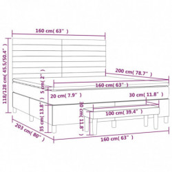 Boxspringbett mit Matratze Hellgrau 160x200 cm Stoff