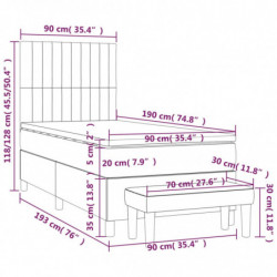 Boxspringbett mit Matratze Dunkelgrau 90x190 cm Stoff