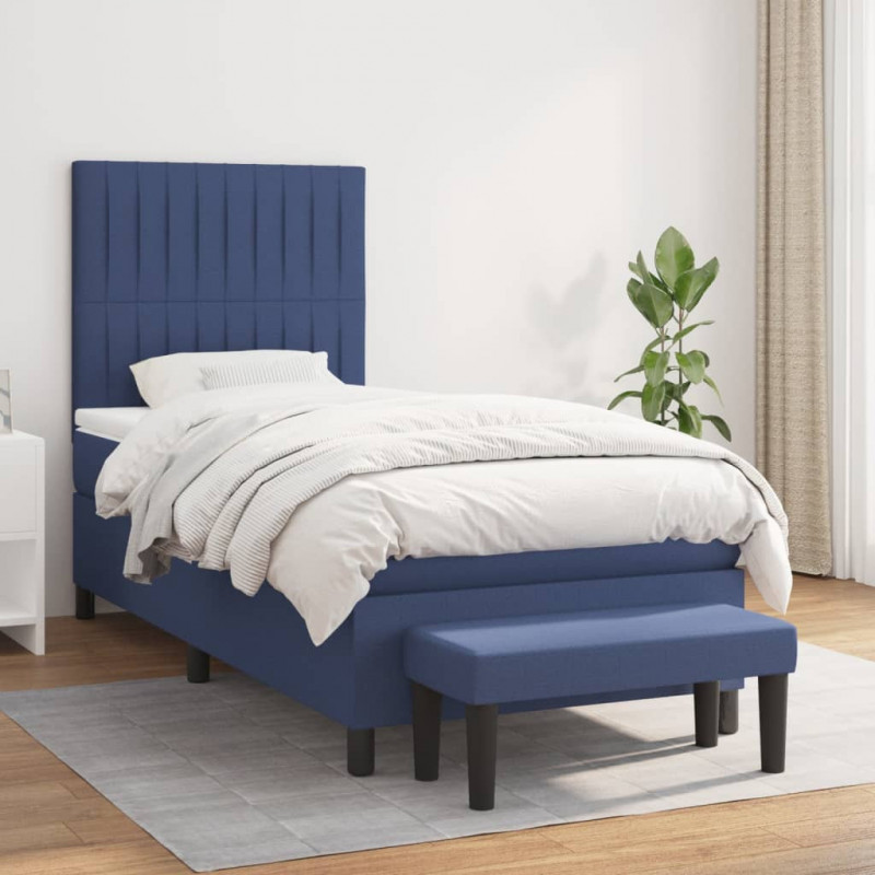 Boxspringbett mit Matratze Blau 90x190 cm Stoff