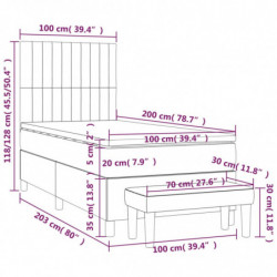 Boxspringbett mit Matratze Dunkelgrau 100x200 cm Stoff