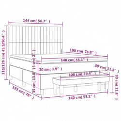 Boxspringbett mit Matratze Hellgrau 140x190 cm Stoff