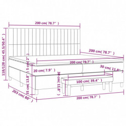 Boxspringbett mit Matratze Hellgrau 200x200 cm Stoff