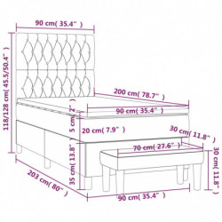 Boxspringbett mit Matratze Hellgrau 90x200 cm Stoff