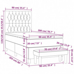 Boxspringbett mit Matratze Blau 90x200 cm Stoff