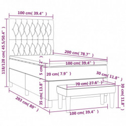 Boxspringbett mit Matratze Dunkelgrau 100x200 cm Stoff